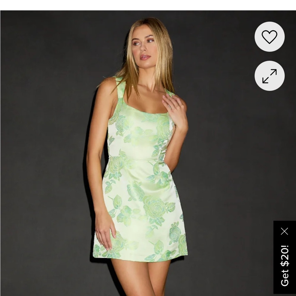 Lulus Brighter Side Light Green Floral Satin Jacquard Mini Dress